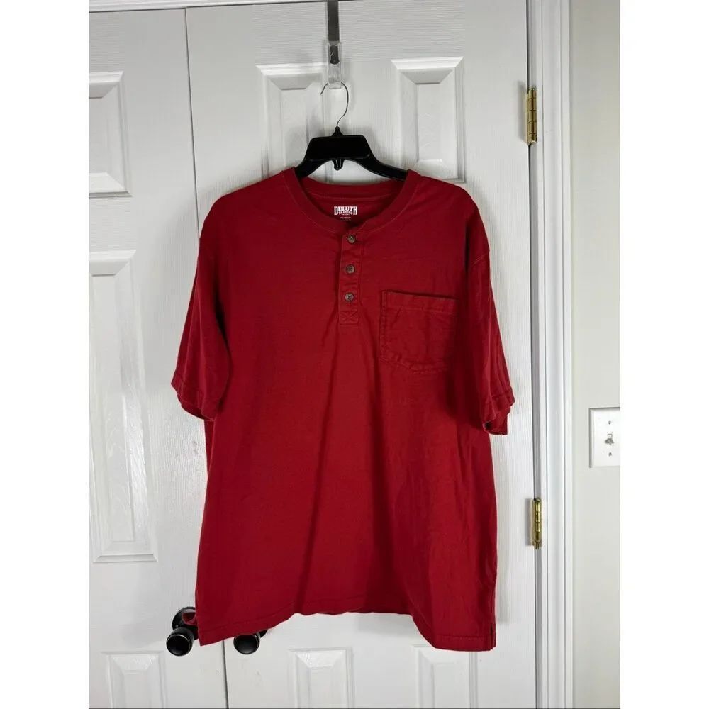 Duluth Trading Co Mens Burgundy Regular Fit Longtail Shirt Size Large